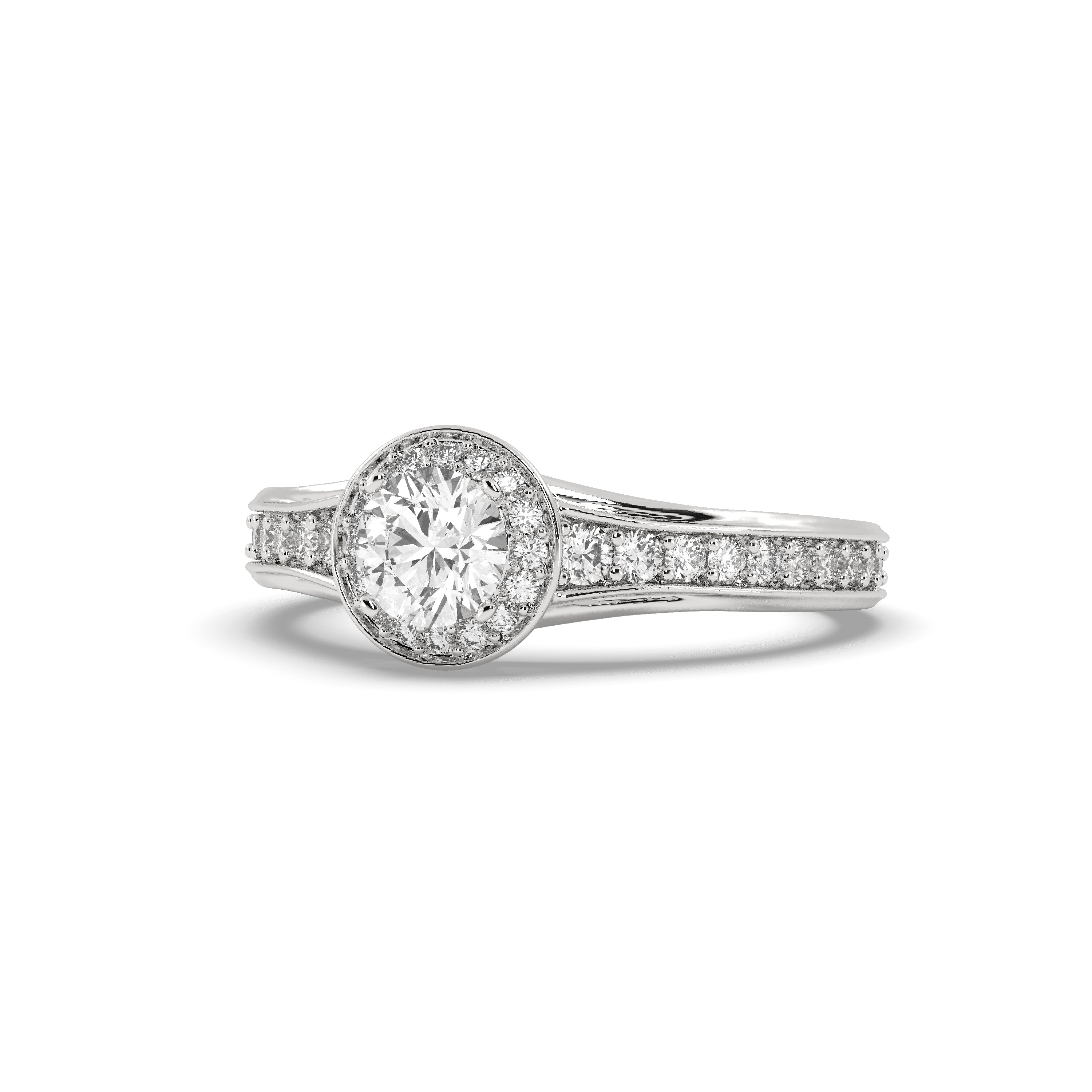 White Gold Studded 1.314 Carat Lab Grown Diamond Ring-F Color VS1 Clarity.